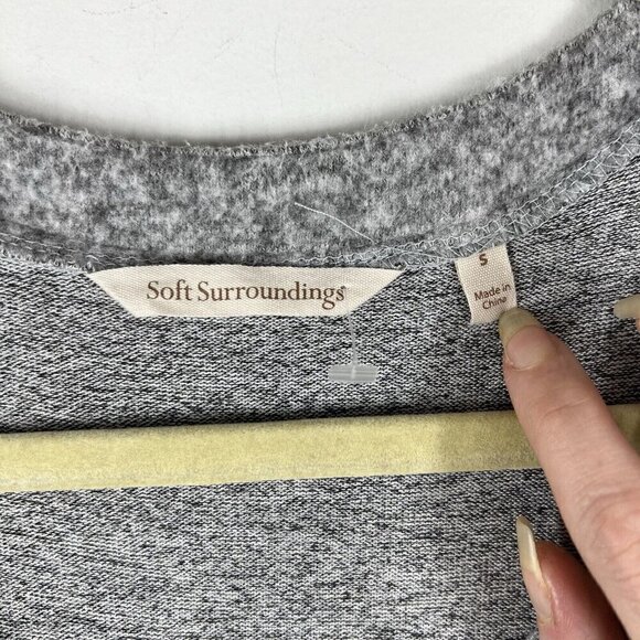 Soft Surroundings Easy Living Gray Long Sleeve Drawstring Fleece Sweater Size S - Picture 10 of 10